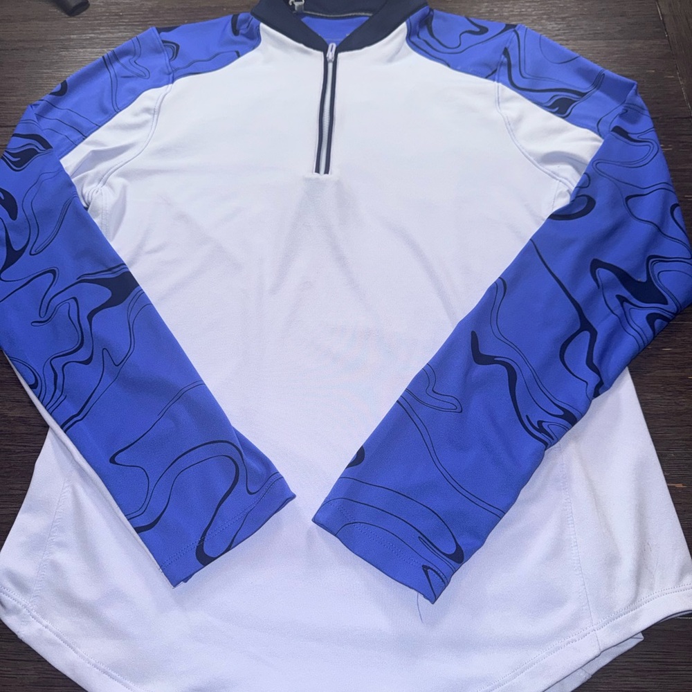 Women's Blue and White Golf Shirt NWT